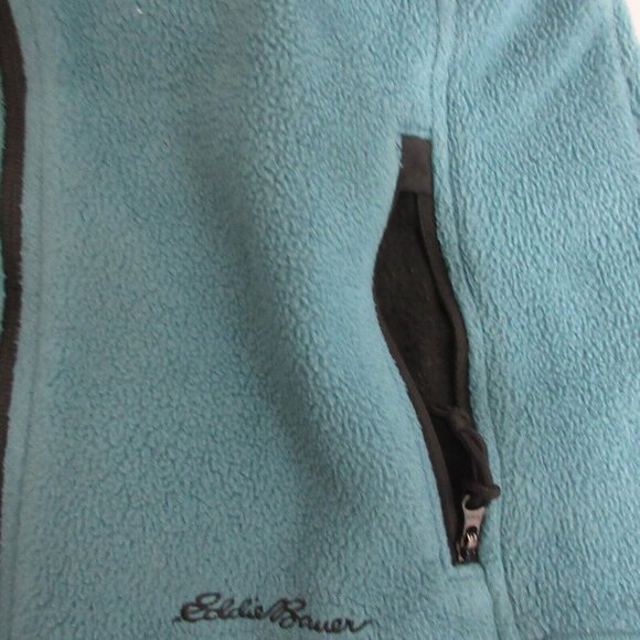 Eddie Bauer Polartec Fleece Vest Womens Sz Medium Full Zip Teal Blue Zip Pockets - Picture 6 of 6